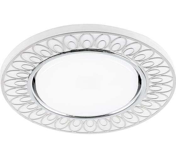 Встраиваемый светильник для натяжных потолков с белой LED подсветкой Feron CD9913 GX53, матовый белый, хром, 32981 1
