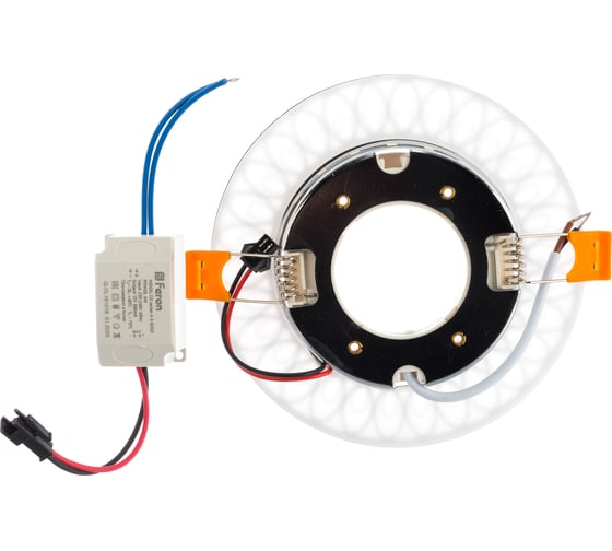 Встраиваемый светильник для натяжных потолков с белой LED подсветкой Feron CD9913 GX53, матовый белый, хром, 32981