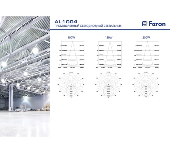 Складской светильник FERON, 2835SMD, 150W, 120, 6400K, IP65, AC175-265V/50Hz, AL1004, черный 41203
