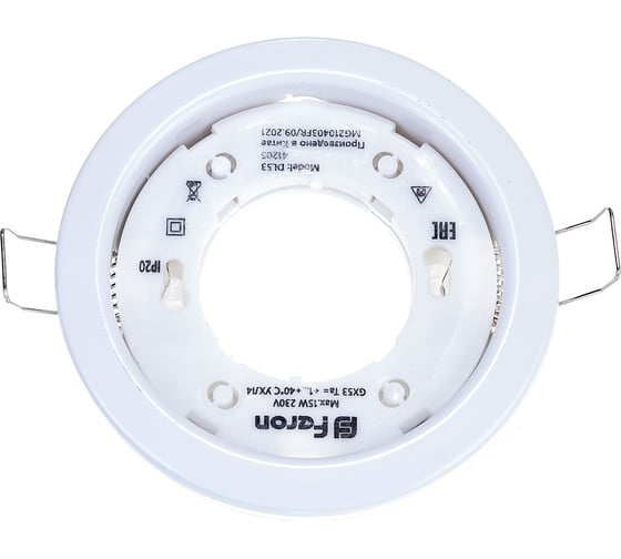 Встраиваемый светильник FERON DL53 15W, 230V, GX53, без лампы, белый 41205