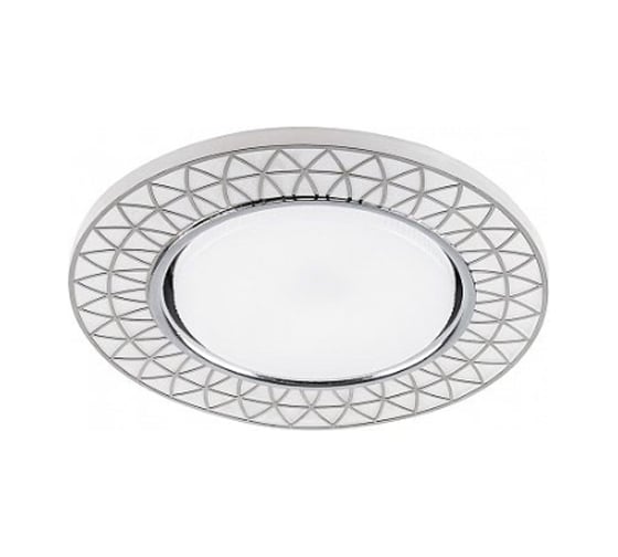 Встраиваемый светильник для натяжных потолков с белой LED подсветкой Feron CD9914 GX53, матовый белый, хром, 32982