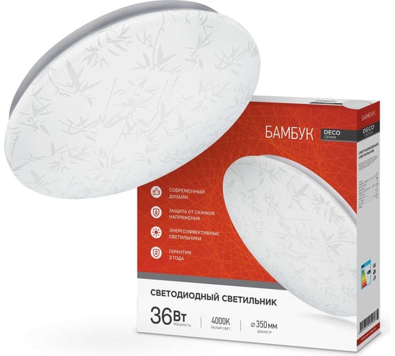 Светодиодный светильник IN HOME DECO 36Вт 230В 4000К 3240лм 380х55мм БАМБУК 4690612025049
