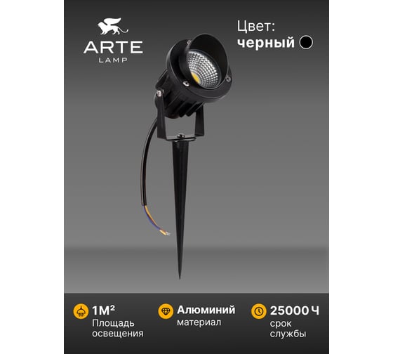 Грунтовый светильник ARTE LAMP ELSIE A1309IN-1BK