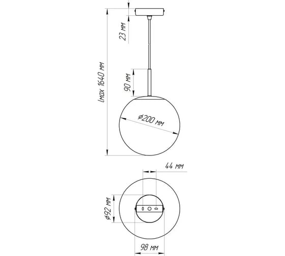Светильник подвесной ЭЛЕТЕХ ML404680 SFERO 200/WH/BK E14 1005404680