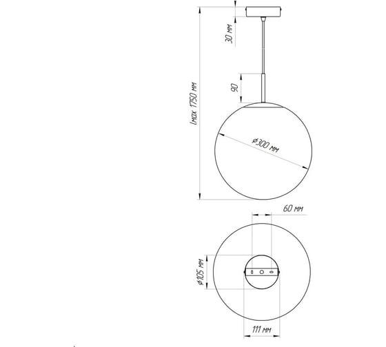 Светильник подвесной ЭЛЕТЕХ ML404683 SFERO 300/WH/CH E27 1005404683