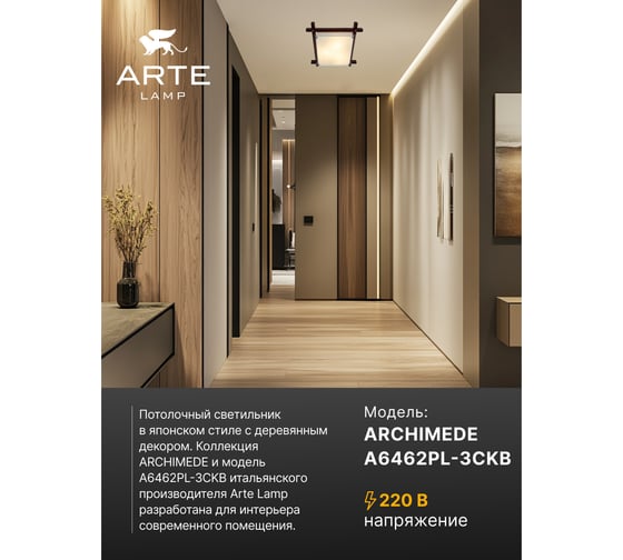 Потолочный светильник ARTE LAMP ARCHIMEDE A6462PL-3CKB