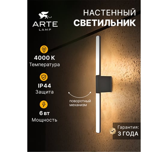 Уличный настенный светильник ARTE LAMP CALAMARO A5191AL-2BK