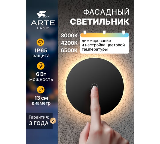 Фасадный светильник ARTE LAMP NIMBO A4506AL-1BK