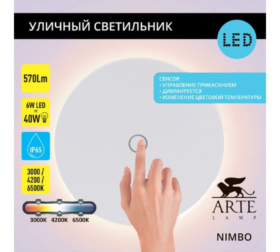 Фасадный светильник ARTE LAMP NIMBO A4506AL-1WH