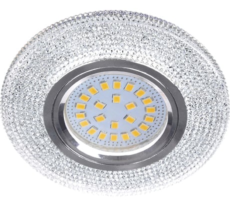 Встраиваемый светильник Ecola MR16 LD7069 GU5.3 с подсветкой "Модерн" Прозрачный Хром 25x95 FT16CMEFB