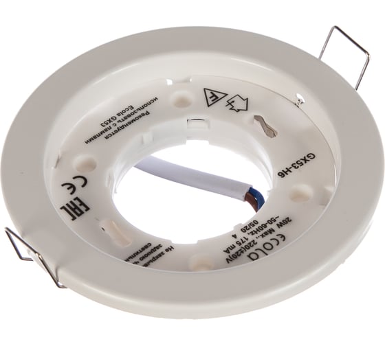 Встраиваемый металлический светильник Ecola Light GX53-H6 плоский белый 101x16 TW5325ECB