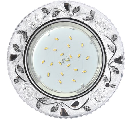 Встраиваемый светильник Ecola GX53 H4 LD7071 с подсветкой "Розы" Прозрачный / Хром 35x125 /к+/ FT53CREFB