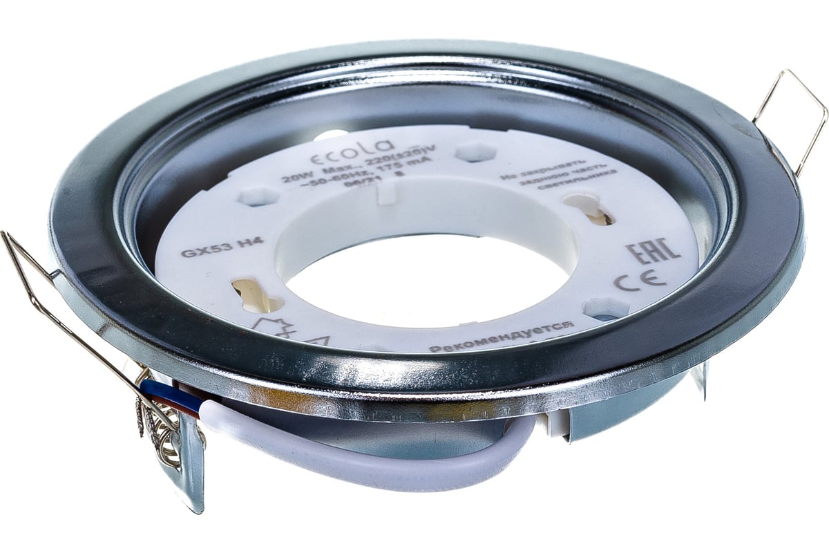 Светильник Ecola GX53 H4 без рефлектора /хром/ 38x106 /к+/ FC53H4ECB ...
