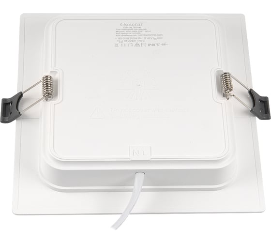 Встраиваемый светильник светодиодный General Lighting Systems12Вт, 1240Лм, 4500К, Нейтральный белый, Квадрат, 149х149х27мм GLP-SW3-12BT-145-4 412415