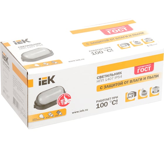 Светильник IEK НПП/НПБ, 1407, белый, овал, ресничка, 60Вт, IP54, ИЭК LNPP0-1407-1-060-K01