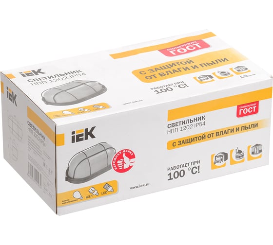 Светильник IEK НПП/НПБ, 1202, овал, решетка, 100Вт, IP54, ИЭК, белый LNPP0-1202-1-100-K01