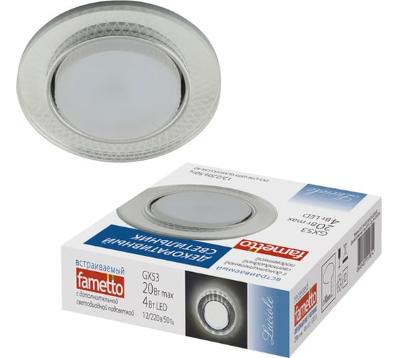 Встраиваемый декоративный светильник Fametto серия Luciole DLS-L156, GX53, GLASSY CLEAR 3D UL-00005321