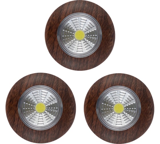 Светодиодный фонарь-подсветка REV, самоклеящийся, Pushlight, 3Pack, дерево 3Вт, 3хААА, 29102 2