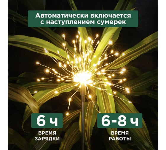 Светильник грунтовый REXANT Салют, 3000К, встроенный аккумулятор, солнечная панель 602-2435