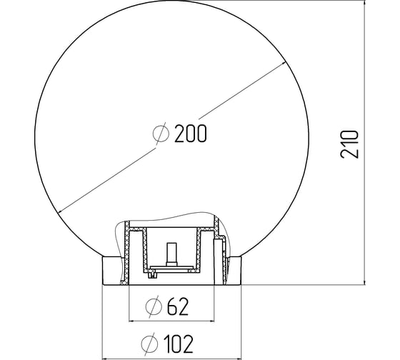 Садово-парковый светильник ЭРА НТУ 0160202 шар, прозрачный, D=200 mm Б0048047