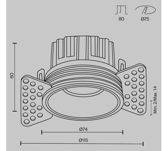 Встраиваемый светильник MAYTONI Round DL058-12W3K-TRS-W