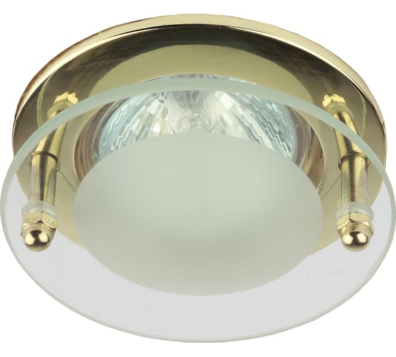 Светильник ЭРА KL15 GD, литой, с круглым стеклом, MR16, 12V/220V, 50W, золото, Б0002255 1