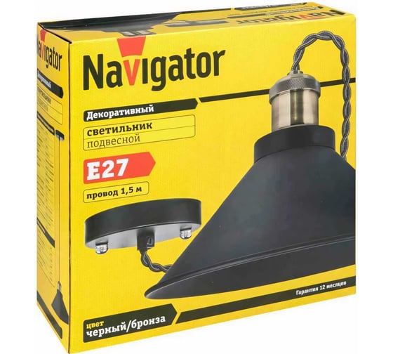 Светильник Navigator NIL-WF01-008-E27, 60Вт, 1.5м, металл, черный/бронза 61535