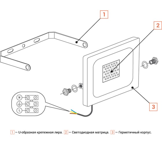 Светодиодный прожектор Lumin'arte LED 20Вт 5700K Холодный белый свет 800 Лм черный IP65 LFL-20W/05