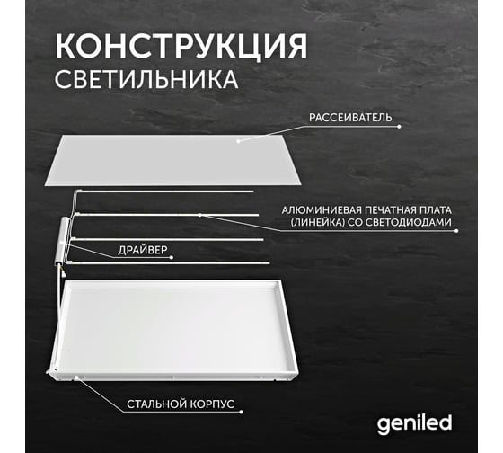 Офисная светодиодная панель Geniled армстронг 40Вт 4000К 2 шт 23903_4000_2