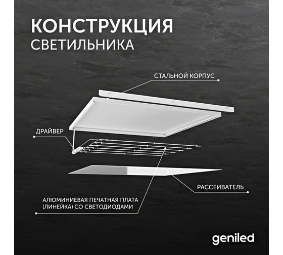 Офисная светодиодная панель Geniled армстронг 40Вт 4000К 2 шт 08151_4000_2
