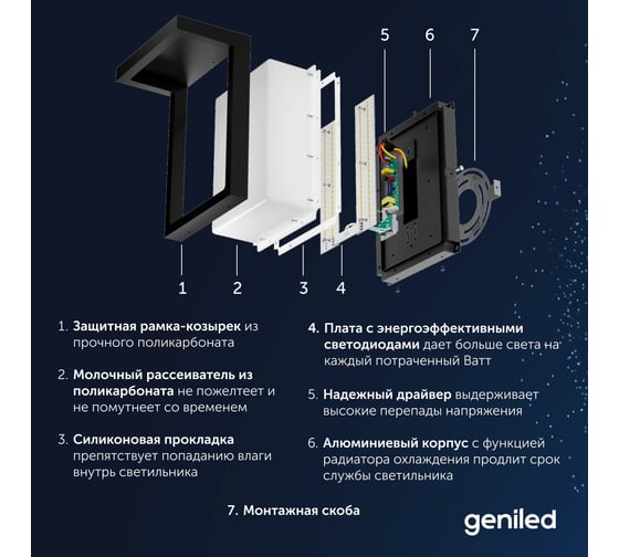 Уличный светильник Geniled настенный в стиле лофт / Бра настенный светильник для дома от сети 220 В / Влагозащитный IP66 фонарь с регулировкой цветовой температуры и мощности 8574 08574