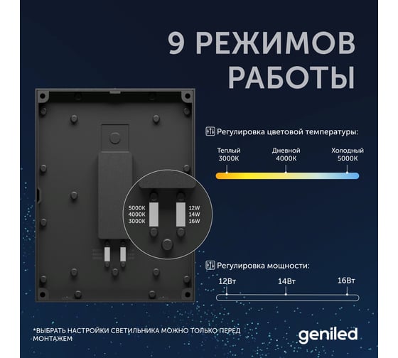 Уличный светильник Geniled настенный в стиле лофт / Бра настенный светильник для дома от сети 220 В / Влагозащитный IP66 фонарь с регулировкой цветовой температуры и мощности 8574 08574