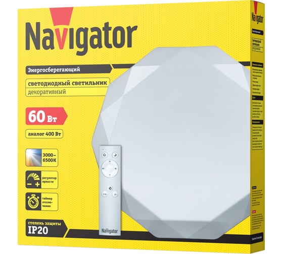 Светильник Navigator, NBL-RC02-36-MK-IP20-LED, хрусталь 61662
