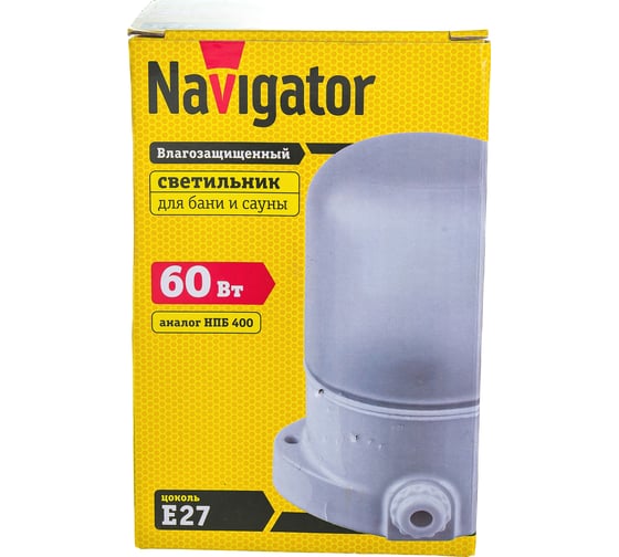 Светильник Navigator, NBL-SA1-60-E27-WH, НПБ 400, для сауны 61509