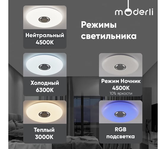 Светильник потолочный Moderli светодиодный Coin V10662-CL