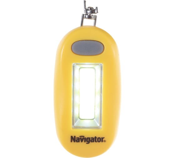 Фонарь Navigator NPT-KC05-2CR2032, брелок, пластик, 1СOB LED 1Вт, 3 режима, желтый 14084