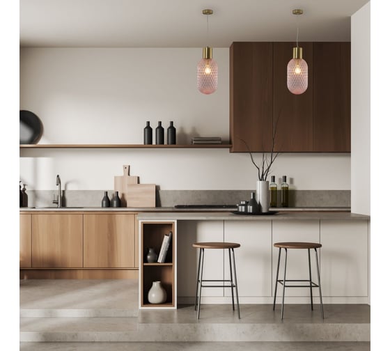 Светильник подвесной Moderli Sunset, бронзовый, розовый V10920-P