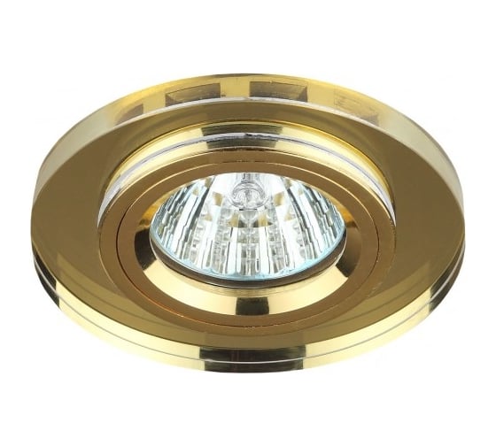 Светильник ЭРА DK7 GD/YL декор стекло круглое MR16,12V/220V, 50W, золото/желтый C0043794 1
