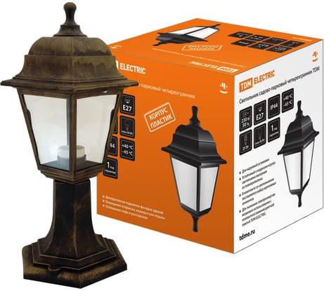 Светильник уличный четырехгранник TDM ELECTRIC, стойка, пластик, бронза SQ0330-0715