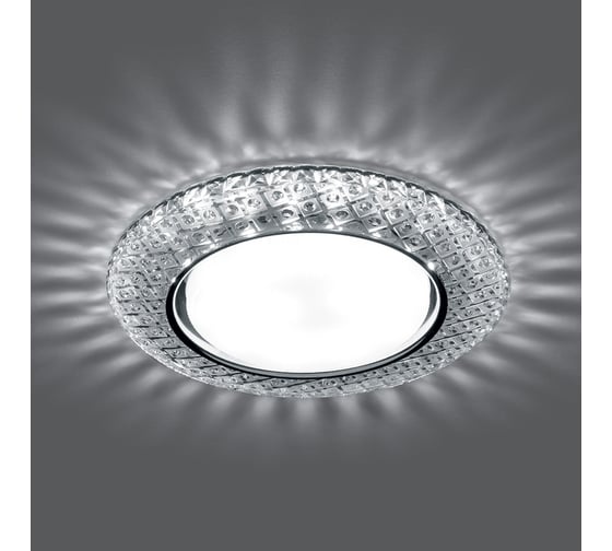 Встраиваемый светильник для натяжных потолков с белой LED подсветкой Feron CD4042 GX53, прозрачный, хром, 41304