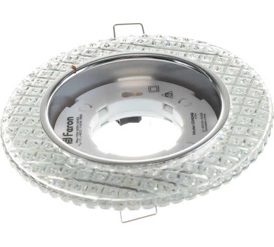 Встраиваемый светильник для натяжных потолков с белой LED подсветкой Feron CD4042 GX53, прозрачный, хром, 41304