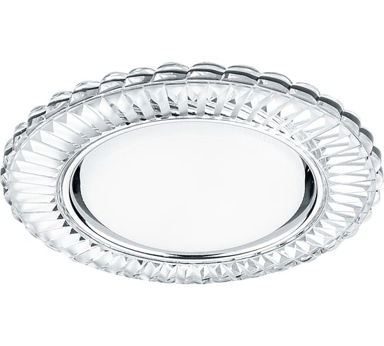 Встраиваемый светильник для натяжных потолков с белой LED подсветкой FERON CD4044 GX53, прозрачный, хром, 41306 1