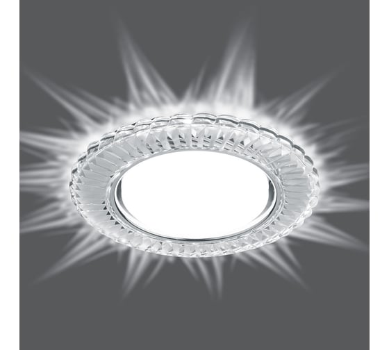 Встраиваемый светильник для натяжных потолков с белой LED подсветкой FERON CD4044 GX53, прозрачный, хром, 41306