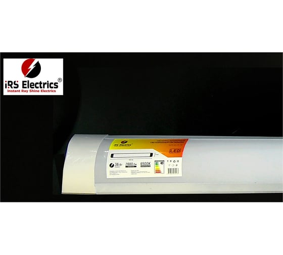 Настенно-потолочный светильник IRS Electrics 36 вт, размеры 74x1200 мм, световой поток 2880 лм, цветовая температура 6500 к, холодный белый свет, цвет корпуса белый, 220-240в, 50 гц. ARD258881 YLCL-BL-01-36