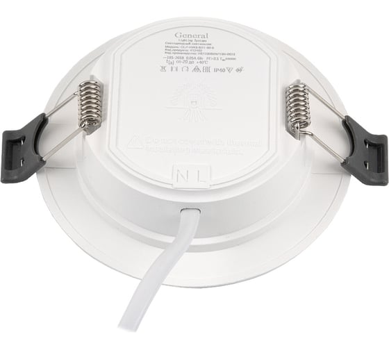 Светильник светодиодный встраиваемый General Lighting Systems 6Вт, 480Лм, 4500К, Нейтральный белый свет, Круг, 90х25мм, IP40 GLP-RW3-6BT-90-4 412401