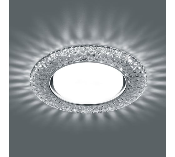 Встраиваемый светильник для натяжных потолков с белой LED подсветкой Feron CD4043 GX53, прозрачный, хром, 41305