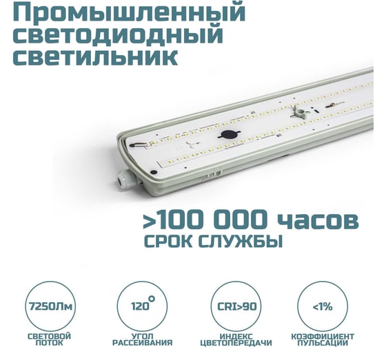 Промышленный светодиодный светильник ВСЕСВЕТОДИОДЫ Айсберг 58Вт, 7250Лм, IP 65, Производство 1618 vs102m-58-tr-5k