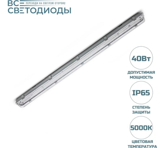 Промышленный светодиодный светильник ВСЕСВЕТОДИОДЫ Айсберг 40W, 5000Lm, IP65, 220V, Производство 1365 vs101m-40-tr-5k