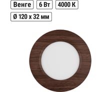 Светильник накладной светодиодный TDM ELECTRIC круг "Даунлайт" СПО (венге) 6 Вт 120*32 мм 4000К SQ0329-0443