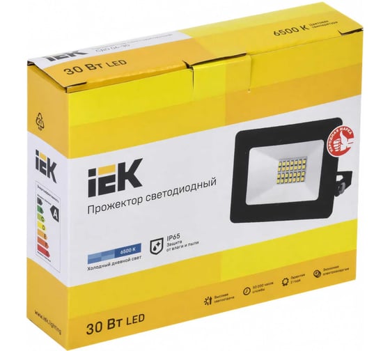 Светодиодный прожектор IEK СДО 06-30 черный IP65 6500K LPDO601-30-65-K02